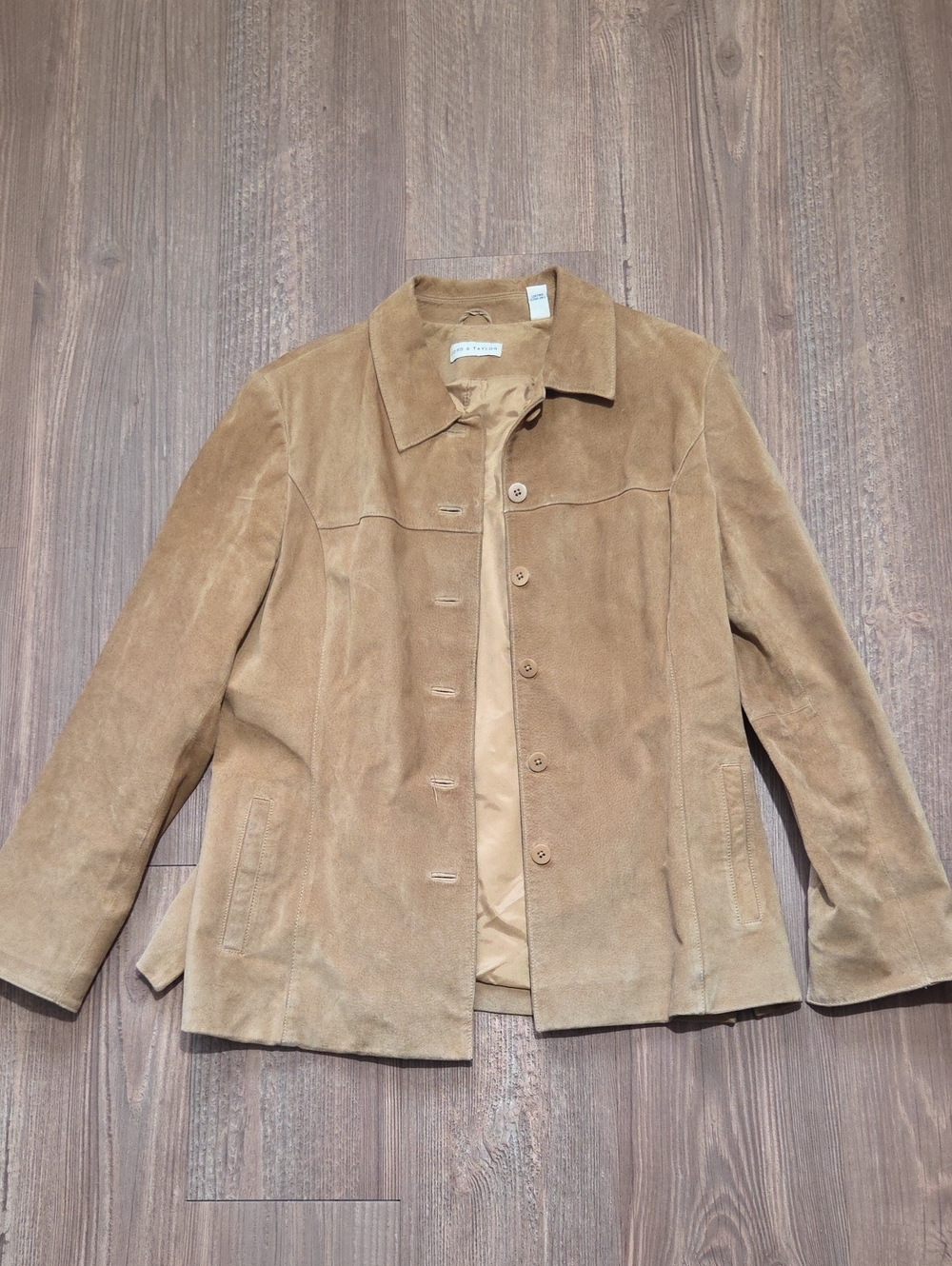 Lord & Taylor Suede Leather Jacket in Tan